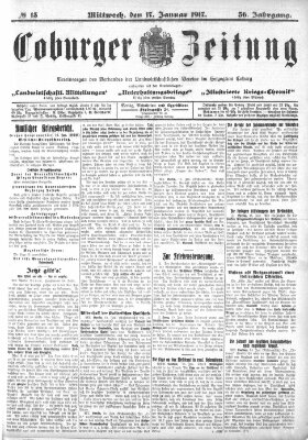 Coburger Zeitung Mittwoch 17. Januar 1917