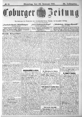 Coburger Zeitung Dienstag 23. Januar 1917