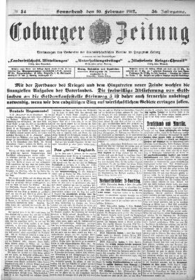 Coburger Zeitung Samstag 10. Februar 1917