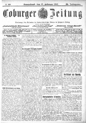 Coburger Zeitung Samstag 17. Februar 1917