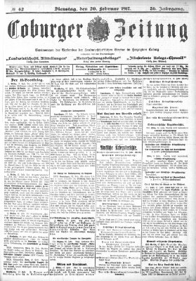 Coburger Zeitung Dienstag 20. Februar 1917