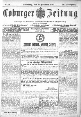 Coburger Zeitung Mittwoch 21. Februar 1917