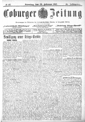 Coburger Zeitung Sonntag 25. Februar 1917