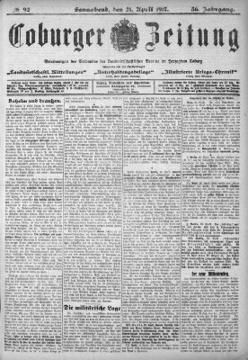 Coburger Zeitung Samstag 21. April 1917