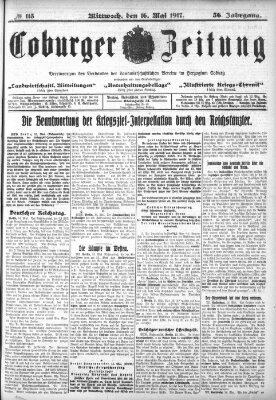 Coburger Zeitung Mittwoch 16. Mai 1917