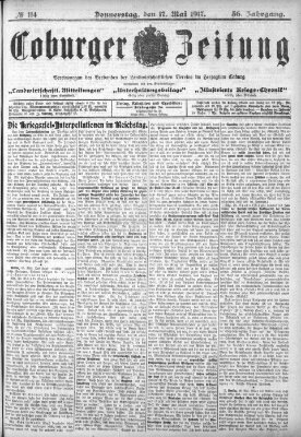 Coburger Zeitung Donnerstag 17. Mai 1917