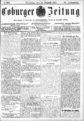 Coburger Zeitung Dienstag 21. August 1917