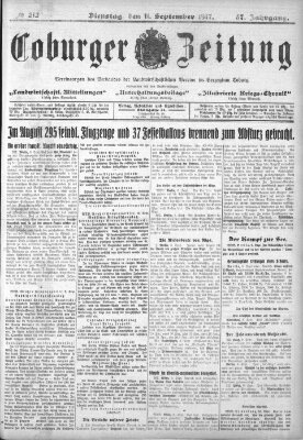 Coburger Zeitung Dienstag 11. September 1917