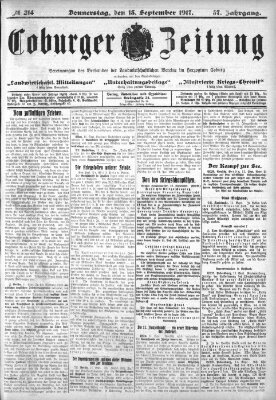 Coburger Zeitung Donnerstag 13. September 1917