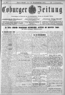 Coburger Zeitung Samstag 15. September 1917