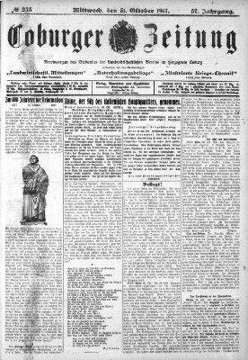 Coburger Zeitung Mittwoch 31. Oktober 1917