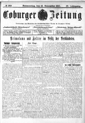 Coburger Zeitung Donnerstag 15. November 1917