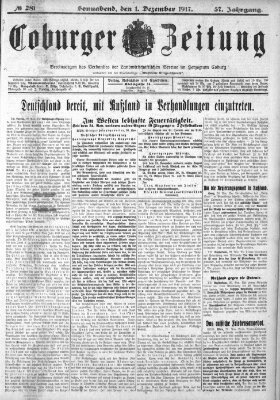 Coburger Zeitung Samstag 1. Dezember 1917