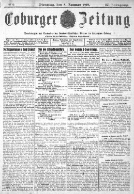 Coburger Zeitung Dienstag 8. Januar 1918