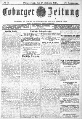 Coburger Zeitung Donnerstag 17. Januar 1918