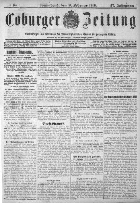 Coburger Zeitung Samstag 9. Februar 1918