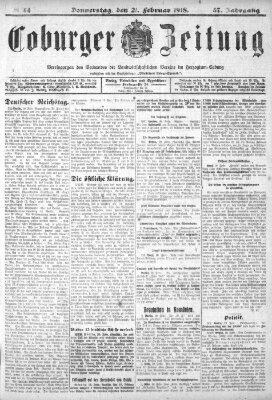 Coburger Zeitung Donnerstag 21. Februar 1918