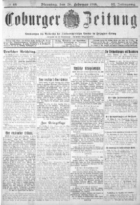 Coburger Zeitung Dienstag 26. Februar 1918