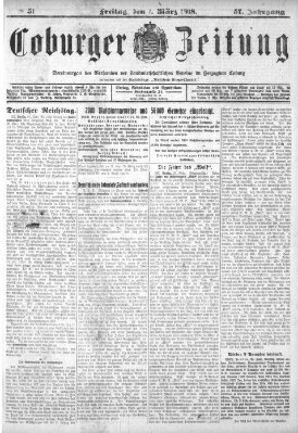 Coburger Zeitung Freitag 1. März 1918