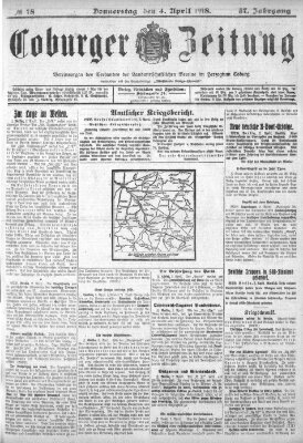 Coburger Zeitung Donnerstag 4. April 1918