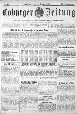 Coburger Zeitung Freitag 19. April 1918