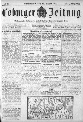 Coburger Zeitung Samstag 20. April 1918