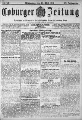 Coburger Zeitung Mittwoch 15. Mai 1918