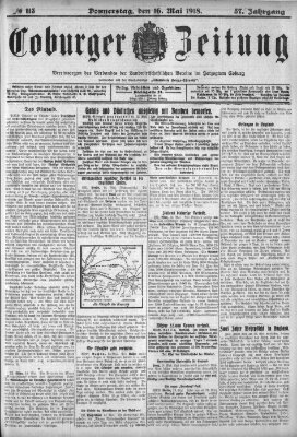 Coburger Zeitung Donnerstag 16. Mai 1918