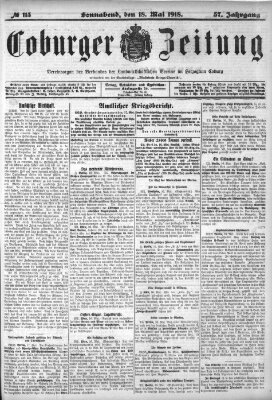 Coburger Zeitung Samstag 18. Mai 1918