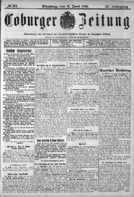 Coburger Zeitung Dienstag 11. Juni 1918