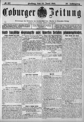 Coburger Zeitung Freitag 14. Juni 1918