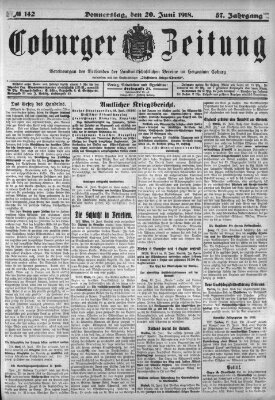 Coburger Zeitung Donnerstag 20. Juni 1918