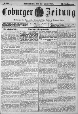 Coburger Zeitung Samstag 22. Juni 1918