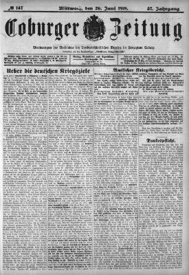 Coburger Zeitung Mittwoch 26. Juni 1918