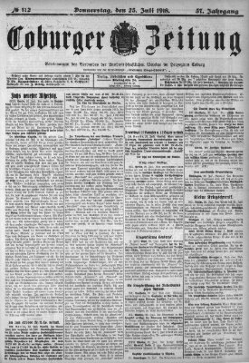 Coburger Zeitung Donnerstag 25. Juli 1918