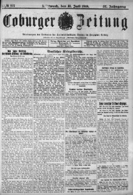 Coburger Zeitung Mittwoch 31. Juli 1918