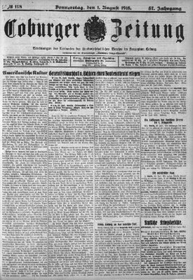 Coburger Zeitung Donnerstag 1. August 1918