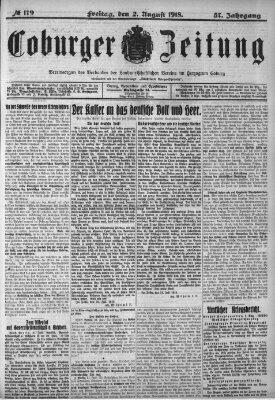 Coburger Zeitung Freitag 2. August 1918