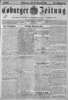 Coburger Zeitung Dienstag 13. August 1918