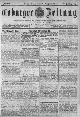 Coburger Zeitung Donnerstag 15. August 1918