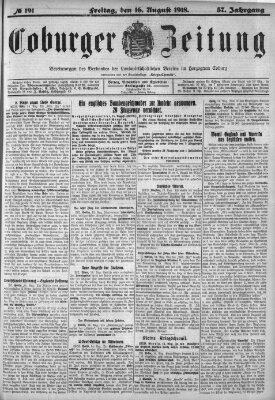 Coburger Zeitung Freitag 16. August 1918