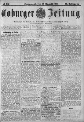 Coburger Zeitung Samstag 17. August 1918