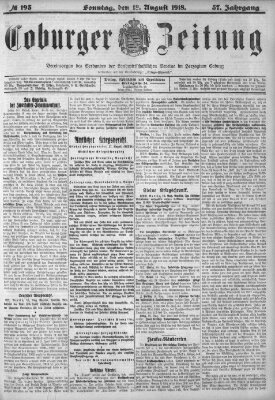 Coburger Zeitung Sonntag 18. August 1918