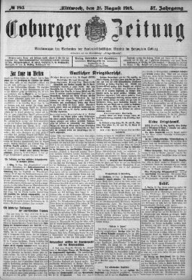 Coburger Zeitung Mittwoch 21. August 1918