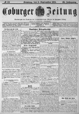 Coburger Zeitung Sonntag 8. September 1918