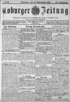 Coburger Zeitung Dienstag 10. September 1918