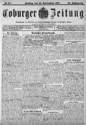 Coburger Zeitung Freitag 13. September 1918