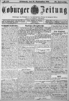 Coburger Zeitung Mittwoch 18. September 1918