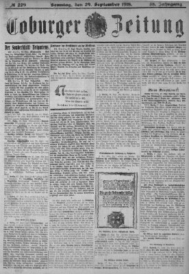 Coburger Zeitung Sonntag 29. September 1918