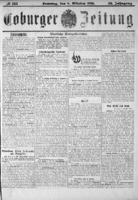 Coburger Zeitung Sonntag 6. Oktober 1918